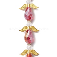 Dark Red Angel Fairy Shape Electroplate Transparent Glass Beads Strands, with Golden Alloy Wing Beads, Mixed Shapes, 26~28x20~21.5x10mm, Hole: 0.8mm, about 6pcs/strand, 5.91~6.30''(16cm)(AJEW-JB01175)