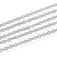 304 Stainless Steel Cable Chains, Soldered, Flat Oval, Stainless Steel Color, 2x1.7x0.4mm(CHS-F006-01C-P)