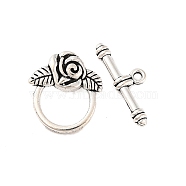 Tibetan Style Toggle Clasps, Lead Free and Cadmium Free, Antique Silver, Size: Flower: 18mm wide, 19mm long, Bar: 4mm wide, 24mm long, hole: 2mm(X-LF0026Y)