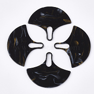 Cellulose Acetate(Resin) Pendants, Ginkgo Leaf, Black, 43x51.5x2mm, Hole: 16x4.5mm(KY-S158-53A)