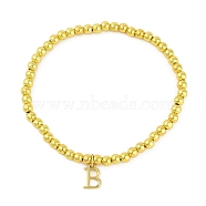 Brass Pendants Bracelets, Real 18K Gold Plated, Letter B, 0.16 inch(0.4cm), Inner Diameter: 2.17 inch(5.5cm), pendant: 10~10.5x2.5~8mm(BJEW-B105-01G-B)