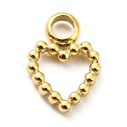 304 Stainless Steel Charms, Hollow, Heart Charm, Real 14K Gold Plated, 8.5x6x1mm, Hole: 1.6mm(STAS-B044-20G)