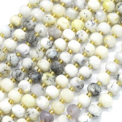 Natural White African Opal Beads Strands, with Seed Beads, Faceted, Lantern, 8~8.5x6.5~7mm, Hole: 0.6mm, about 44pcs/strand, 15.16''(38.5cm)(G-K389-E36-01)