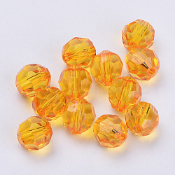 Transparent Acrylic Beads, Faceted, Round, Orange, 6x5.5mm, Hole: 1.3mm, about 420pcs/50g(X-TACR-Q257-6mm-V24)