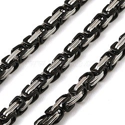 201 Stainless Steel Byzantine Chains, Soldered, without Spool/Card Paper, Stainless Steel Color, Black, 11x5x4.5mm(SA-E001-14BP-05)