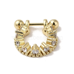 Rack Plating Brass Pave Clear Cubic Zirconia Nose Studs for Women Men, Real 18K Gold Plated, 14x3.5mm(EJEW-C097-23D-G)