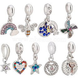 18Pcs 9 Style Rack Plating Alloy European Dangle Charms, with Rhinestone, Large Hole Pendants, Mixed Color, Mixed Shapes, Platinum, 22~28mm, Hole: 4.5~5mm, 2pcs/style
(FIND-BC0002-62)