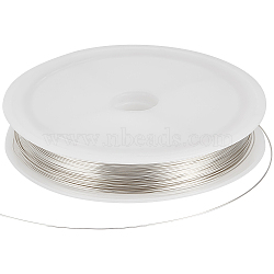 Eco-Friendly Copper Wire, Round Beading Wire for Jewelry Making, Long-Lasting Plated, Silver, 26 Gauge, 0.4mm, about 164.04 Feet(50m)/Roll(CWIR-BBC0001-03C-S)