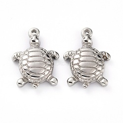 304 Stainless Steel Pendants, Tortoise, Stainless Steel Color, 21x14x4mm, Hole: 1.5mm(STAS-G242-15P)