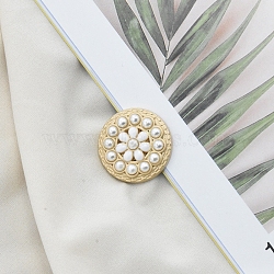 Alloy Resin Shank Buttons, with Plastic Imitation Pearls, for Garment Accessories, White, 20mm(SENE-PW0013-08B-12A)
