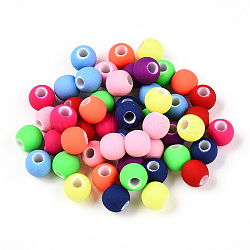 Spray Painted Acrylic Beads, Round, Mixed Color, 6mm, Hole: 2mm, about 4545pcs/500g(ACRP-N003-04A-M)