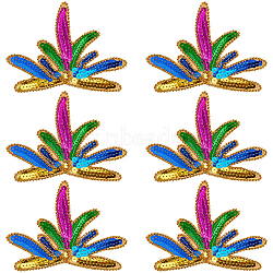 10Pcs Polyester Embroidery Ornament Accessories, Sequin Clothing Sew on Patches, Colorful, 96x136x3mm(PATC-CY0001-31B)