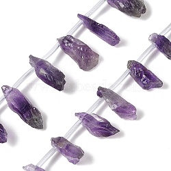 Natural Amethyst Beads Strands, 5~11x18.5~28.5x6.5~11.5mm, Hole: 1mm, about 25pcs/strand, 15.94''(40.5cm)(G-Q023-B02-01)