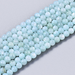 Natural Freshwater Shell Beads Strands, Dyed, Round, Pale Turquoise, 2.5mm, Hole: 0.7mm, about 150~190pcs/Strand, 14.96 inch~15.75 inch(X-BSHE-T009-01C)