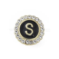 Letter Enamel Pins, Alloy Brooches for Backpack Clothes, with Clear Cubic Zirconia , Letter S, 17.8x17mm(JEWB-S042-03S-G)