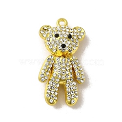 Alloy Pendant, with Rhinestones, Cadmium Free & Lead Free, Bear Charms, Golden, 42x21.5x10.5mm, Hole: 2.2mm(FIND-A038-45G)