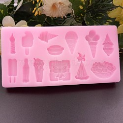 Food Grade Silicone Molds, Fondant Molds, For DIY Cake Decoration, Chocolate, Candy, UV Resin & Epoxy Resin Jewelry Making, Ice Cream, Pink, 115x58x9mm(DIY-E013-10)