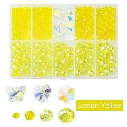 DIY Glass Beads & Charms Jewelry Making Finding Kit, Rondelle & Butterfly & Heart & Flower, Champagne Yellow, 4~14x4~15x3~7mm, Hole: 0.4~1.6mm(DIY-YW0008-98B)