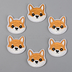 Computerized Embroidery Cloth Iron on/Sew on Patches, Appliques, Costume Accessories, Dog, Goldenrod, 33x34x1.5mm(DIY-S040-065A)