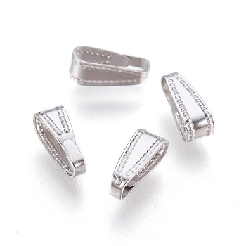 100Pcs 304 Stainless Steel Snap On Bails, Stainless Steel Color, 11x4x4mm, Hole: 10x3mm