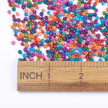 8/0 Baking Paint Glass Seed Beads, Mixed Color, 3x2mm, Hole: 1~1.2mm, about 500pcs/50g
