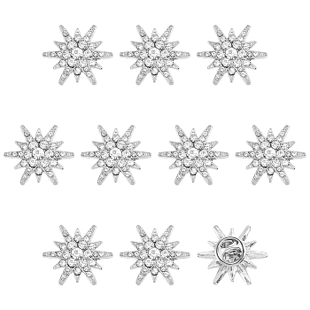 10Pcs Alloy Rhinestone Lapel Pin Backs for Backpack Clothes, Star, Platinum, 24.5x21.5mm