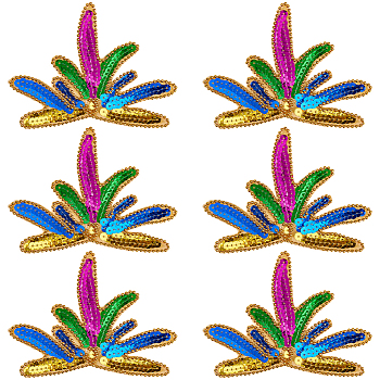 10Pcs Polyester Embroidery Ornament Accessories, Sequin Clothing Sew on Patches, Colorful, 96x136x3mm