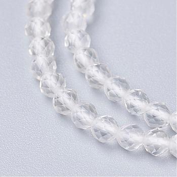 Natural Quartz Crystal Beads Strands, Rock Crystal Beads, Faceted, Round, Clear, 3mm, Hole: 1mm, about 106pcs/strand, 12.6 inch(32cm)