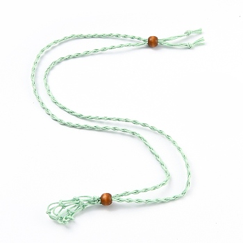 Necklace Makings, with Wax Cord and Wood Beads, Aquamarine, 28-3/8 inch(72~80cm)