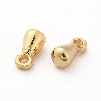 Brass Charms, Chain Extender Drop, Teardrop, Real 18K Gold Plated, 6x3mm, Hole: 1mm