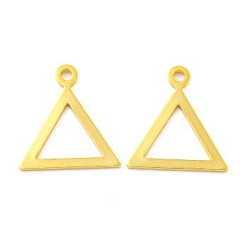 925 Sterling Silver Hollow Triangle Charms, Real 18K Gold Plated, 11x10x0.5mm, Hole: 1mm