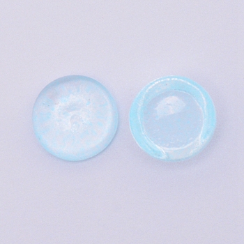 Czech Glass Cabochons, Half Round/Dome, Light Sky Blue, 10x5.5mm