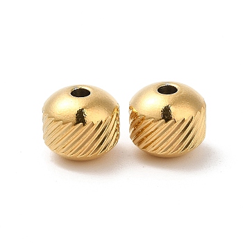 201 Stainless Steel Bead, Round, Real 18K Gold Plated, 8mm, Hole: 2mm