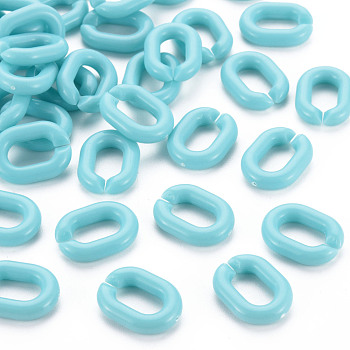 Opaque Acrylic Linking Rings, Quick Link Connectors, For Jewelry Chains Making, Frosted, Oval, Cyan, 19.5x15x5mm, Inner Diameter: 6x11
mm