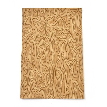 PU Leather Self-adhesive Fabric Sheet, Rectangle, Imitation Wood Grain Pattern, Goldenrod, 30x20x0.04cm