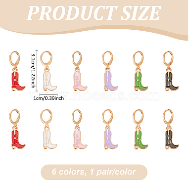 6 Pairs 6 Colors Alloy Enamel Boots Dangle Leverback Earrings with Iron Pins(EJEW-AN0004-70)-2