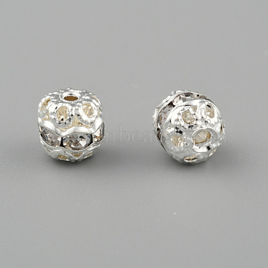 Silver Color Plated Brass Rhinestone Beads(RSB229-01)-2