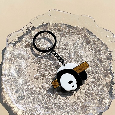Cute Bamboo Panda Acrylic Pendant Keychain(KEYC-C002-01)-4