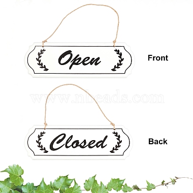 Creatcabin señal cerrada y abierta puerta de madera natural decoración colgante para la decoración de la puerta de entrada(HJEW-CN0001-02)-4
