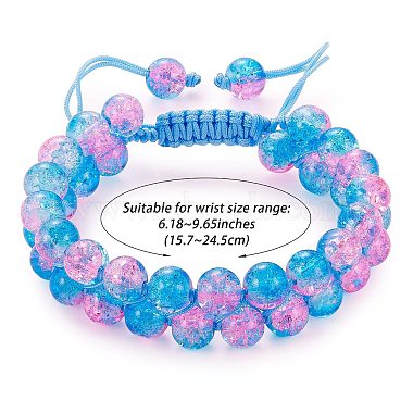 bracelet de perles tressées en verre rond étincelant(BJEW-SW00082-14)-2