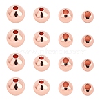 Brass Spacer Beads, Round, Plated with Light Rose Gold Color, Rose Gold, 3~6mm, Hole: 1~1.5mm, 280pcs/box(KK-AR0001-90RG)