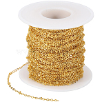 30M Brass Satellite Chains, Soldered, with Spool, Golden, 2.5x2x0.4mm(CHC-SC0001-13G)