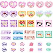 CHGCRAFT 38Pcs 19 Style Transparent Printed Acrylic Cabochons, with Glitter Powder, Mixed Shapes, Mixed Color, 15.5~50x20~50x1.5~2.5mm, 2pcs/style (TACR-CA0001-16)