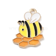 Alloy Enamel Pendants, Golden, Bees, 21x16.5x1mm, Hole: 1.8mm(PALLOY-P301-05A-G)