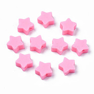 Handmade Polymer Clay Beads, Star, Pearl Pink, 8.5~9x9~9.5x4~5mm, Hole: 1.6mm(CLAY-N011-46A-07)