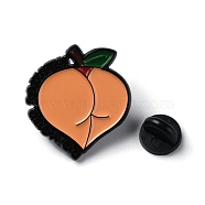 Peach Butt Zinc Alloy Enamel Pin Brooch, Fruit Enamel Pins, Sandy Brown, Peach, 29x26x1.5mm(JEWB-C025-02B-EB)