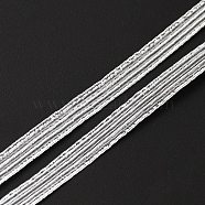 144 Yards Sparkle Polyester Non Slip Knitted Elastic Cord, Elastic Band for Clothing Sewing, Silver, 7x0.6mm(OCOR-WH0080-38A)