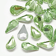 Pointed Back Glass Rhinestone Cabochons, Back Plated, Faceted, teardrop, Peridot, 8x5x3mm(RGLA-T082-5x8mm-19)