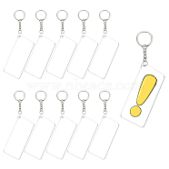 BENECREAT DIY Transparent Acrylic Keychain Clasps Making Kits, Including Rectangle Blank Big Pendants, Iron Split Key Rings, Clear, Pendants: 75.5x42.5x3mm, hole: 3mm, 20pcs/set(DIY-BC0001-67)