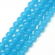 Baking Painted Glass Beads Strands, Imitation Opalite, Round, Deep Sky Blue, 6mm, Hole: 1.3~1.6mm, about 133pcs/strand, 31.4 inch(DGLA-Q023-6mm-DB25)